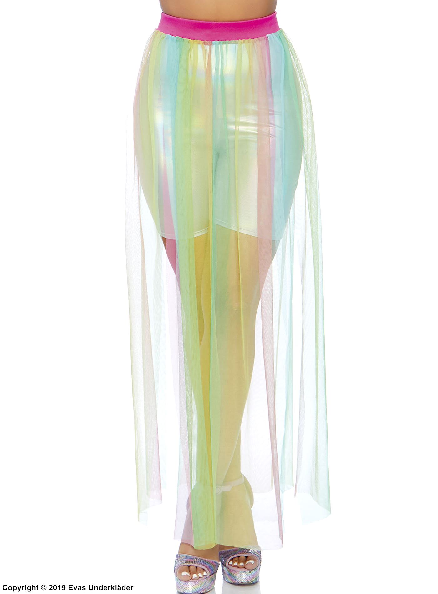 Maxi-kjol i skir mesh med hög slits